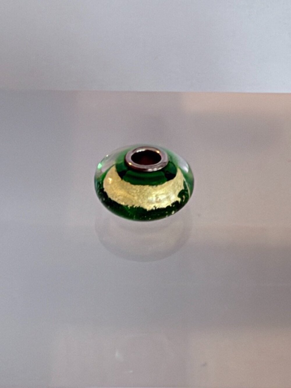 Trollbeads Green Glass Bead with Gold Foil